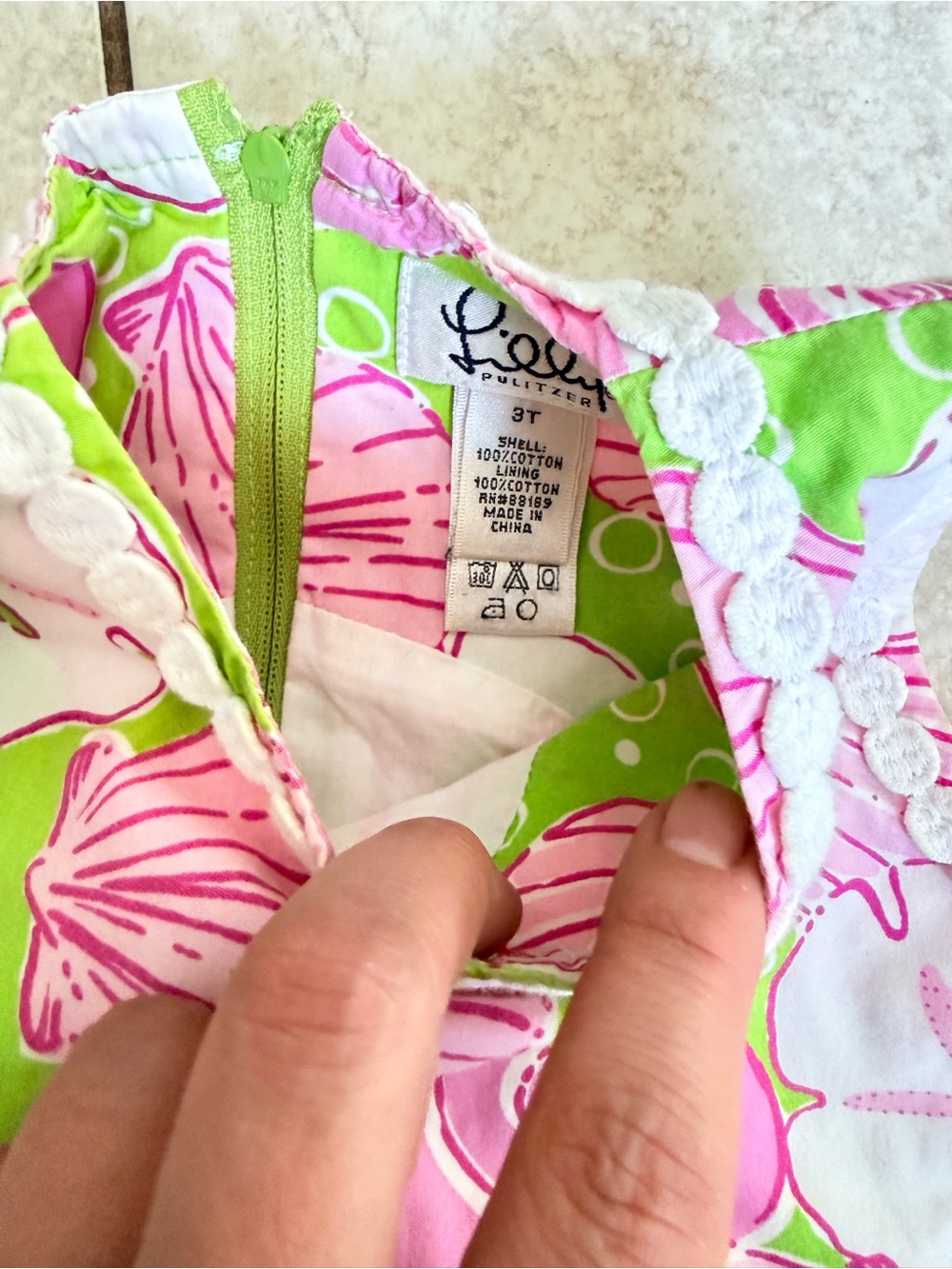 Lilly Pulitzer Green Dress with Pink and White Shell Print - Picture 5 of 9